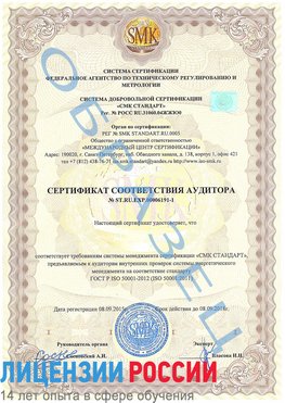 Образец сертификата соответствия аудитора №ST.RU.EXP.00006191-1 Сарапул Сертификат ISO 50001