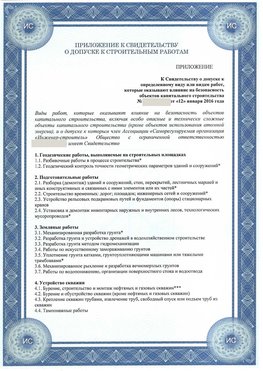 Приложение к свидетельству о допуске к строительным работам Сарапул СРО в строительстве