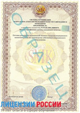 Образец сертификата соответствия (приложение) Сарапул Сертификат ISO 13485