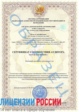 Образец сертификата соответствия аудитора №ST.RU.EXP.00006030-1 Сарапул Сертификат ISO 27001