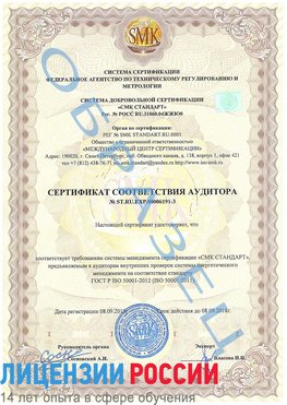 Образец сертификата соответствия аудитора №ST.RU.EXP.00006191-3 Сарапул Сертификат ISO 50001