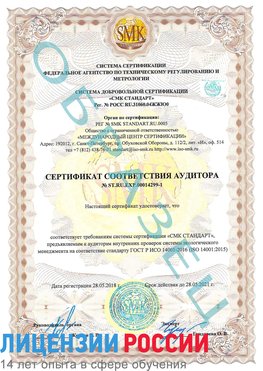 Образец сертификата соответствия аудитора №ST.RU.EXP.00014299-1 Сарапул Сертификат ISO 14001